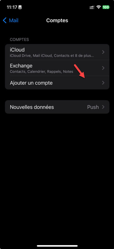 Ajout Compte imap iPhone Application Apple mail