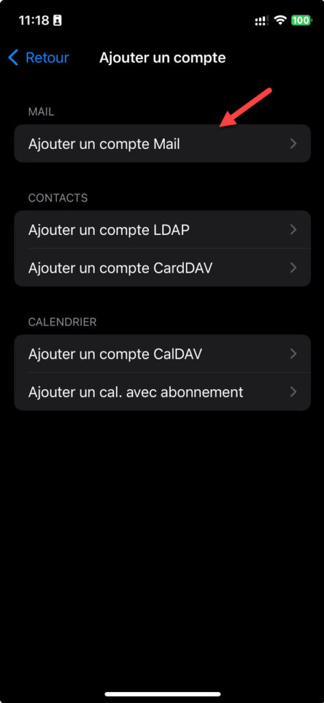 Ajout Compte imap iPhone Application Apple mail